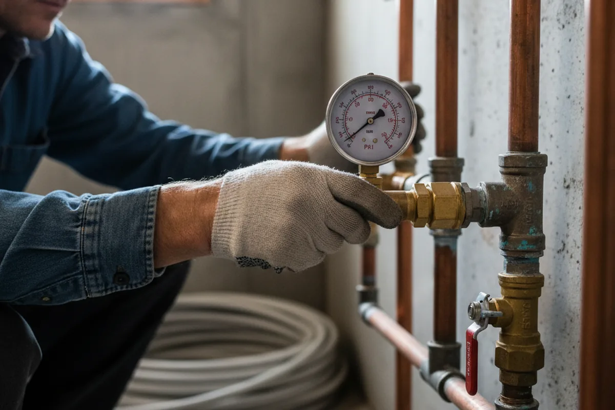 Pressure testing a repaired line during Water Line Repair in Bethany Beach